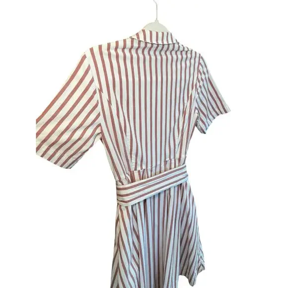 Boden Women 4 Anastasia Shirt Dress‎ Tie Waist Brown Conker/Ivory Button Up - Picture 15 of 17